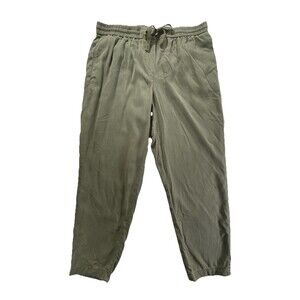 Talbots The Easy Drawstring Pants Olive Green Elastic Waist Size M Petite